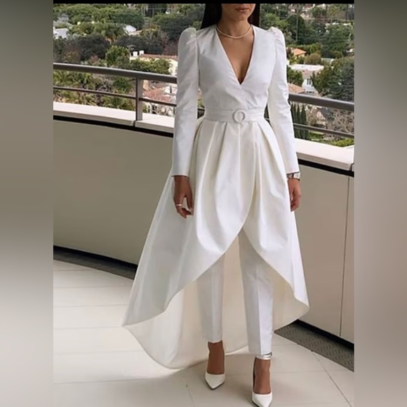 New Black Tuxedo Dress, open concept w/built in pants. Size 6 TS Couture. - Picture 5 of 12